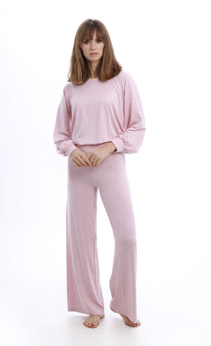  Penny pyjama powder pink melange - Rojo London. The pj that doubles up as a loungewear set. Simple sophistication at its best.