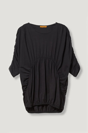 Black cotton pyjama with elastic details. Cool and breathable fabric and can be used as a pyjama or loungwear set 